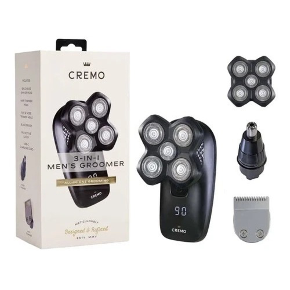 (New) Cremo 3-in-1 Electric Shaver with 3-in-1 Rotary Blades, Wet & Dry Cordless